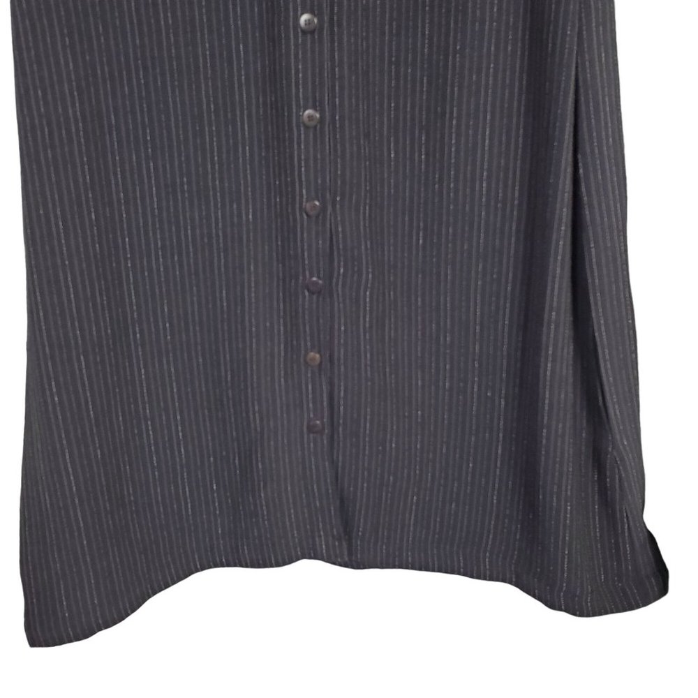 Eileen Fisher Size M Skirt Button Front Woven Wool Rayon Maxi Pinstripe Blue - Picture 4 of 10